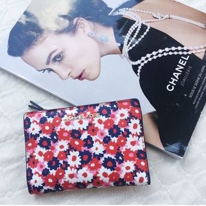 Michael Kors jet set floral wallet + card case NWT